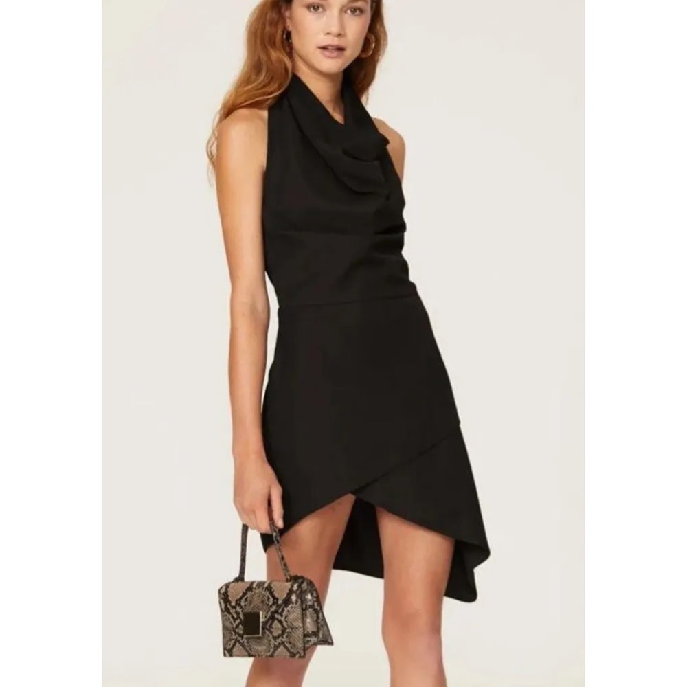 AREA STARS BLACK HALTER DRESS